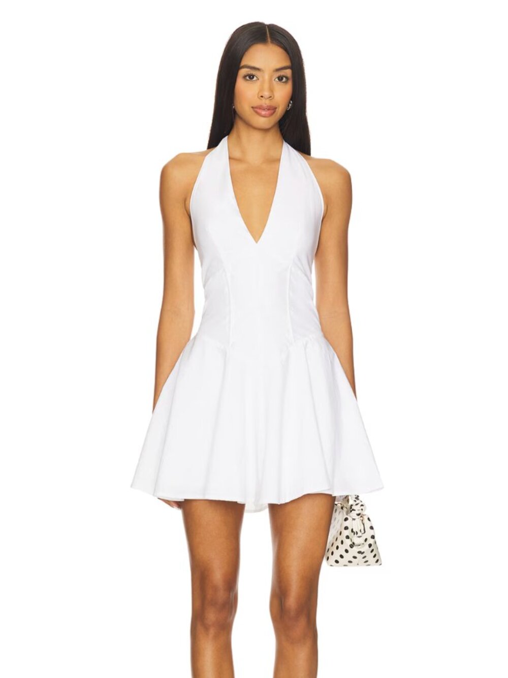 NEW SNDYS Talassa Mini Dress in White Cotton Halter V Neck Bridal Wedding